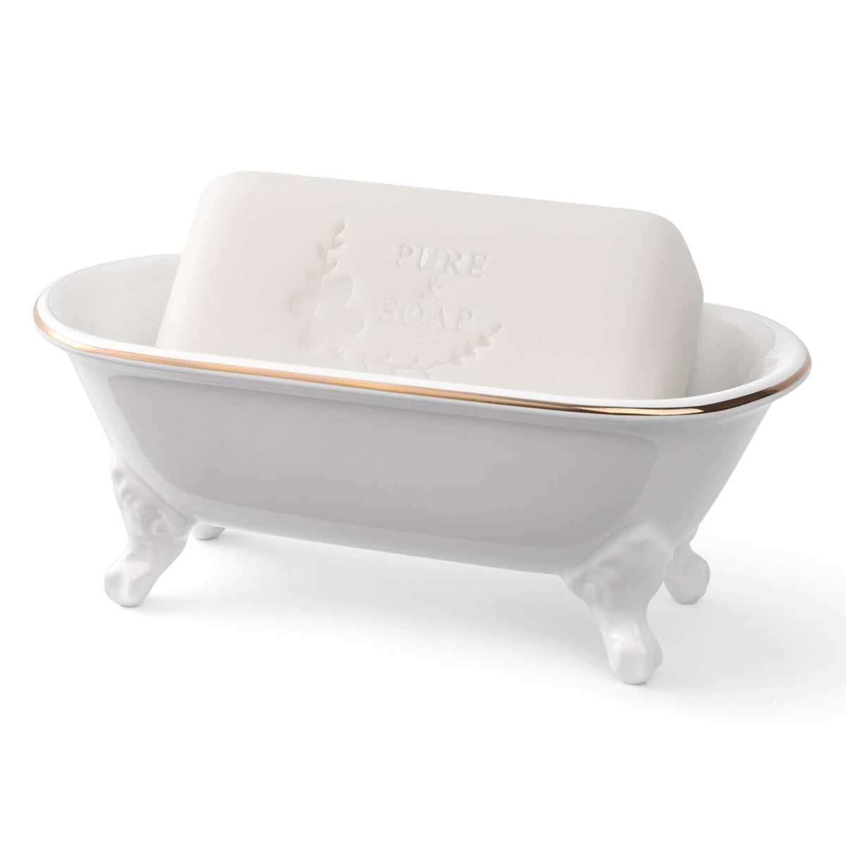 6.5" Mini Clawfoot Bathtub Soap Dish,Bar Soap Holder,Yellow