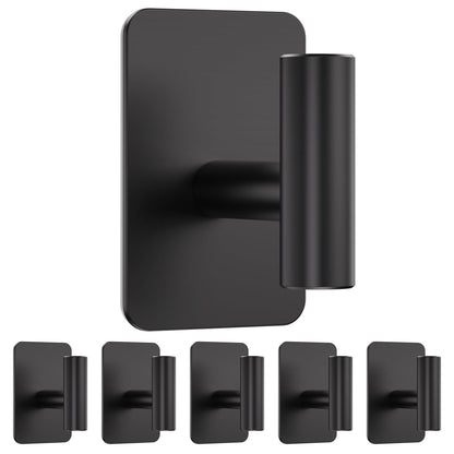 Large Heavy Duty Wall Hooks - 26lb Max, Stainless Steel Adhesive Towel Hooks for Hanging Towel, Coat, Robe, Hat, Sticky Towel Holder for Wall Mount in Bathroom, Shower, Kitchen (Black, 4 Pack)