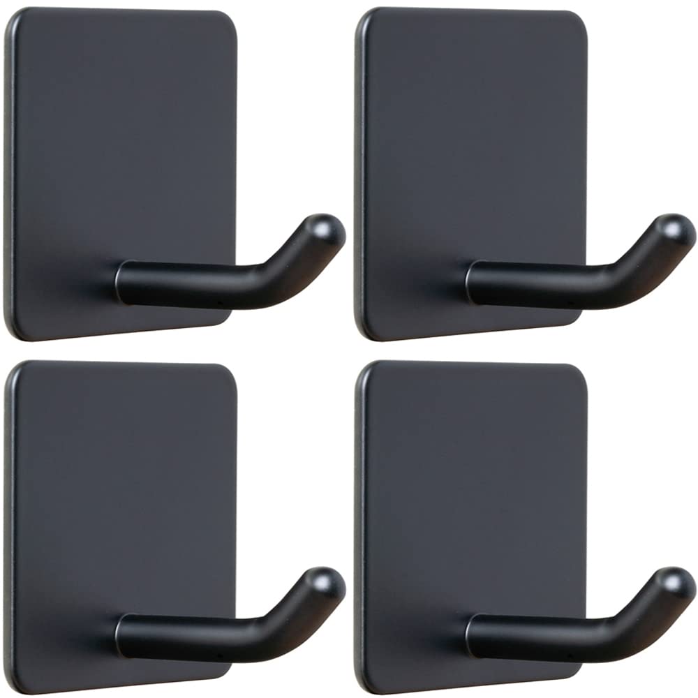 FOTYRIG Heavy Duty Adhesive Towel Hooks Stick on Towel Hanger Wall Holder Waterproof Stainless Steel Sticky Hooks for Hanging Bathroom Kitchen Home-4 Packs