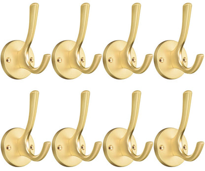 Towel Hooks for Bathrooms Silver Wall Hooks 2 Pack Brushed Nickel Coat Hooks Heavy Duty Towel Wall Hooks for Coats Robes Hats Bath Entryway Cubicle Kitchen Screw in Brushed Nickel Towel Hooks