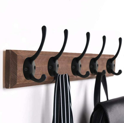 IBosins 12 Pack Black Double Coat Hooks Wall Mounted with 24 Screws