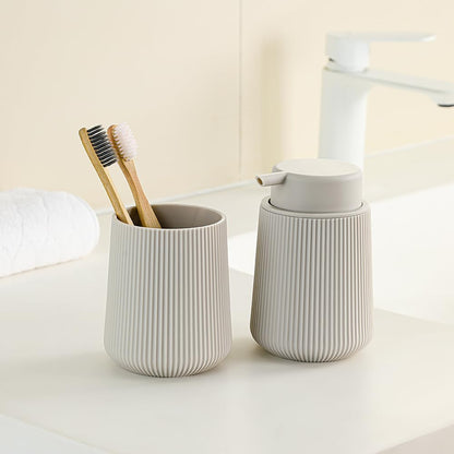 YAUKPH Beige Striped Toothbrush Holder