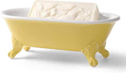 6.5" Mini Clawfoot Bathtub Soap Dish,Bar Soap Holder,Yellow