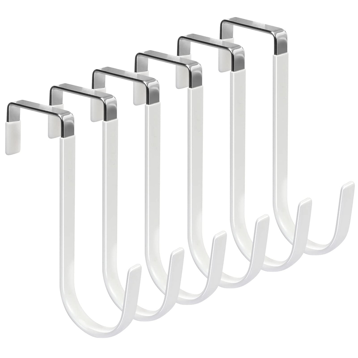 FYY Over the Door Hooks, Single-Hanger 4 Pack, Fits Doors 1 3/8" White
