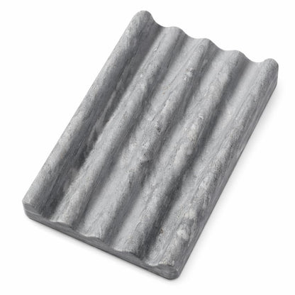 Koville Natural Marble Soap Dish for Shower, Stone Soap Tray for Bathroom, Bar Soap Holder for Sink, Stripe Grooves Saver Stone Dish Tray Keep Bars Dry Easy Clean(Palissandro Classico)