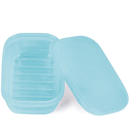 Quatish Leakproof Soap Dish with Lid & Draining Layer, Shatterproof Travel Bar Soap Holder Case Container, Portable Travel Size Toiletries Essentials for Camping, Gym, Bathroom, Greygreen