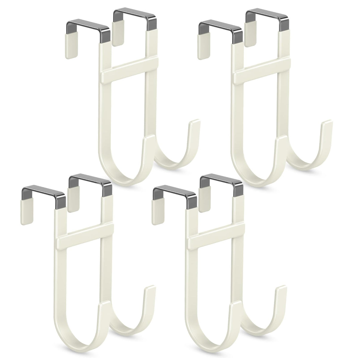 FYY Over the Door Hooks, Single-Hanger 4 Pack, Fits Doors 1 3/8" White