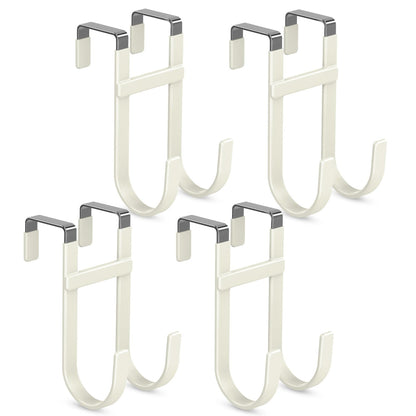 FYY Over the Door Hooks, Single-Hanger 4 Pack, Fits Doors 1 3/8" White