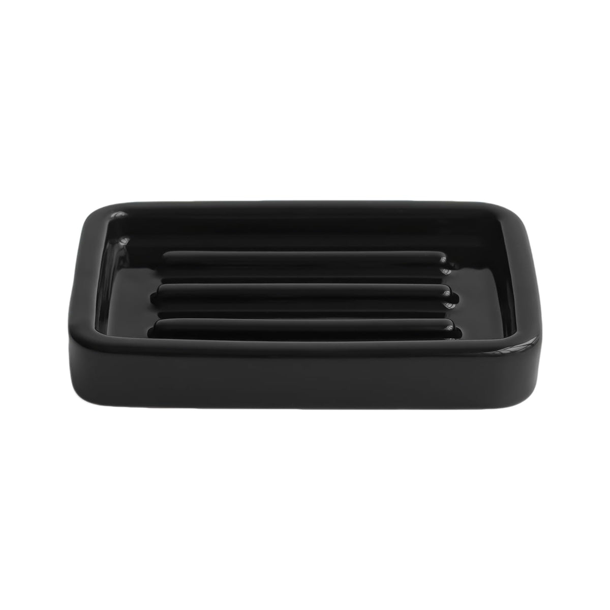 Matte Ceramic Soap Dish with Raised Ridges, Rectangle Bar Soap Holder for Bathroom Counter, Shower and Kitchen Sink, White