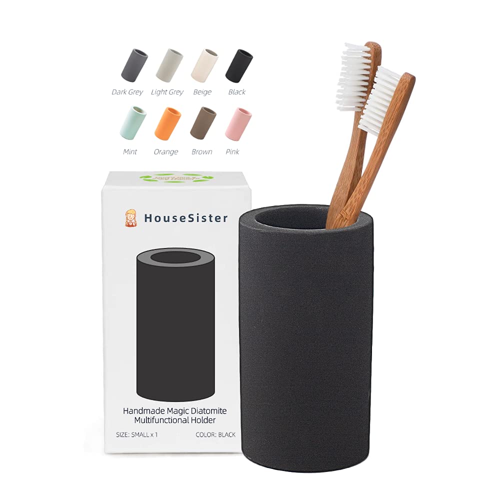 Fast-Drying Diatomite Toothbrush Holder - Bathroom Countertop Organizer Stand for Toothpaste, Makeup Brushes, Razors & Accessories (Light Grey)