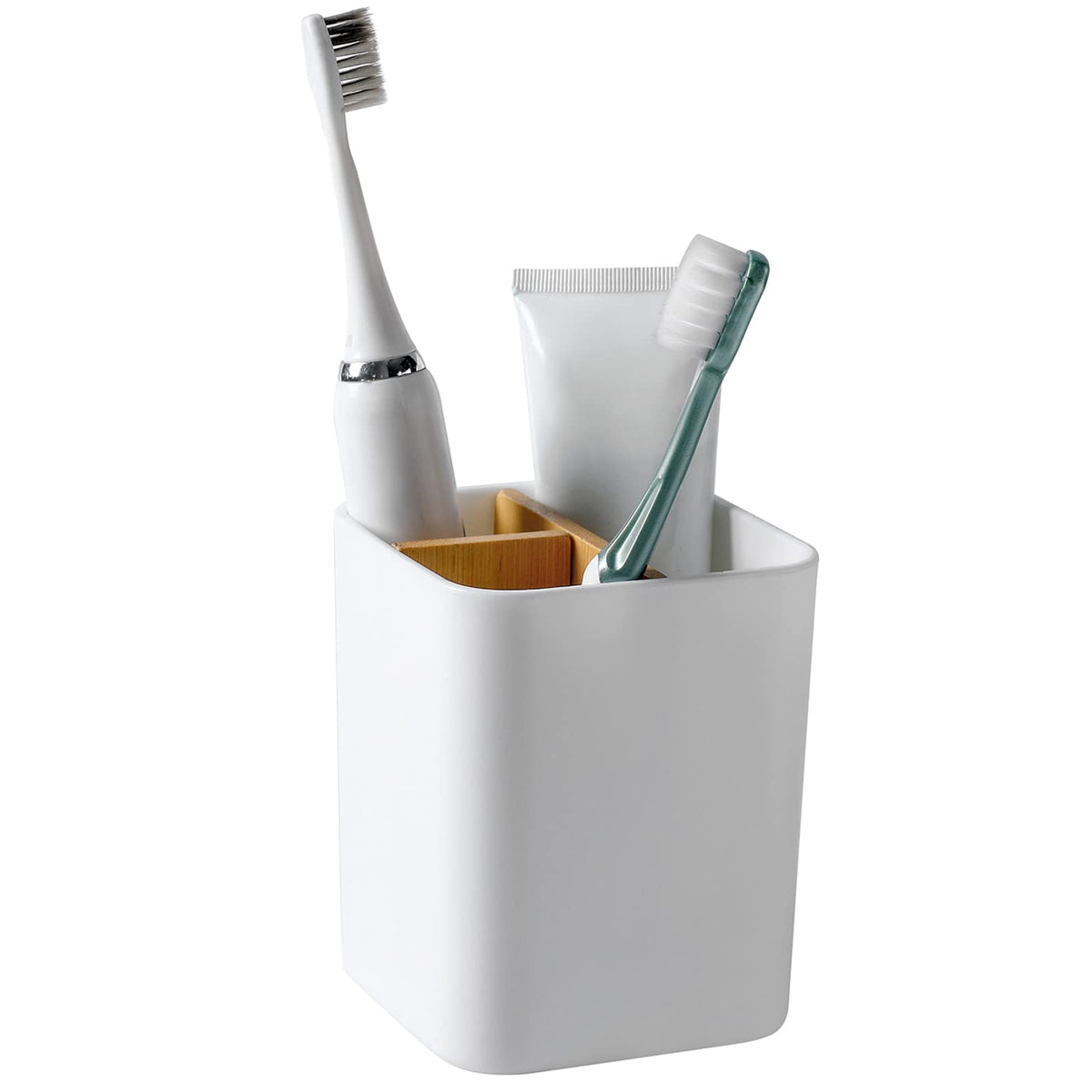 Bamboo Toothbrush Holder for Bathrooms Toothpaste Organizer - Green