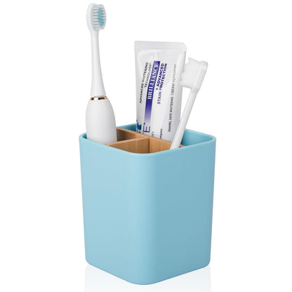 Bamboo Toothbrush Holder for Bathrooms Toothpaste Organizer - White