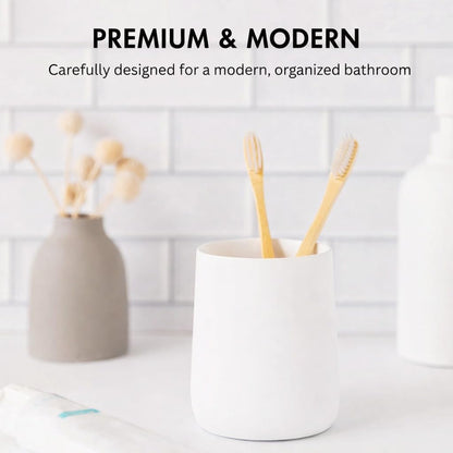 Yew Design Matte White Bathroom Toothbrush Holder Cup - Round