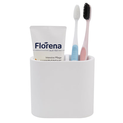 Diatomite Toothbrush Holders for Bathrooms, Electric Tooth Brush and Toothpaste Holder for Bathroom Countertop, Marble White Bathroom Accessories, 2 Slots Toothbrush Organizer