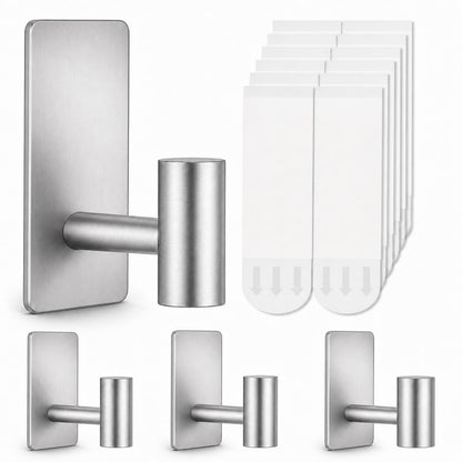 5 Pcs Towel Hooks Heavy Duty for Hanging，Adhesive Wall Hooks with Removable Strips，Sticky No Damage，Outdoor for Bathrooms，Shower，Stockings，Decor，Robe，X-Large，Black 304 Stainless Steel