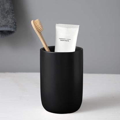 Toothbrush Holders for Bathrooms - 2 Cups Ceramic Toothbrush Toothpaste Holders Set, White Bathroom Tumbler Cups Reusable Toothbrush Mouthwash Cup, Bathroom Counter Organizer