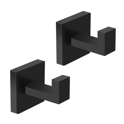 IBosins 2-Pack Bathroom Towel Hooks Black Hand Towel Holder Robe Hanger
