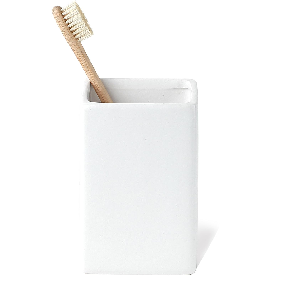Ceramic Black Square Toothbrush Holder for Bathrooms - 1 Cup Square Toothbrush Toothpaste Holders, Bathroom Tumbler Cup Reusable Toothbrush Mouthwash Cup, Bathroom Counter Organizer.