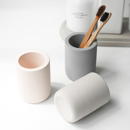 Selegna Drying Stone Toothbrush Holder, Diatomite Toothbrush Holders for Bathroom, Quick Drying Electric Toothbrush & Toothpaste Holder Cup, Diatomaceous Earth Bathroom Sink Organizer (Light Grey)