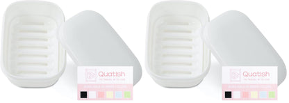 Quatish Leakproof Soap Dish with Lid & Draining Layer, Shatterproof Travel Bar Soap Holder Case Container, Portable Travel Size Toiletries Essentials for Camping, Gym, Bathroom, Greygreen