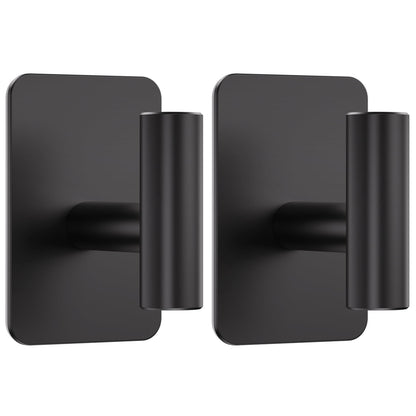 Large Heavy Duty Wall Hooks - 26lb Max, Stainless Steel Adhesive Towel Hooks for Hanging Towel, Coat, Robe, Hat, Sticky Towel Holder for Wall Mount in Bathroom, Shower, Kitchen (Black, 4 Pack)
