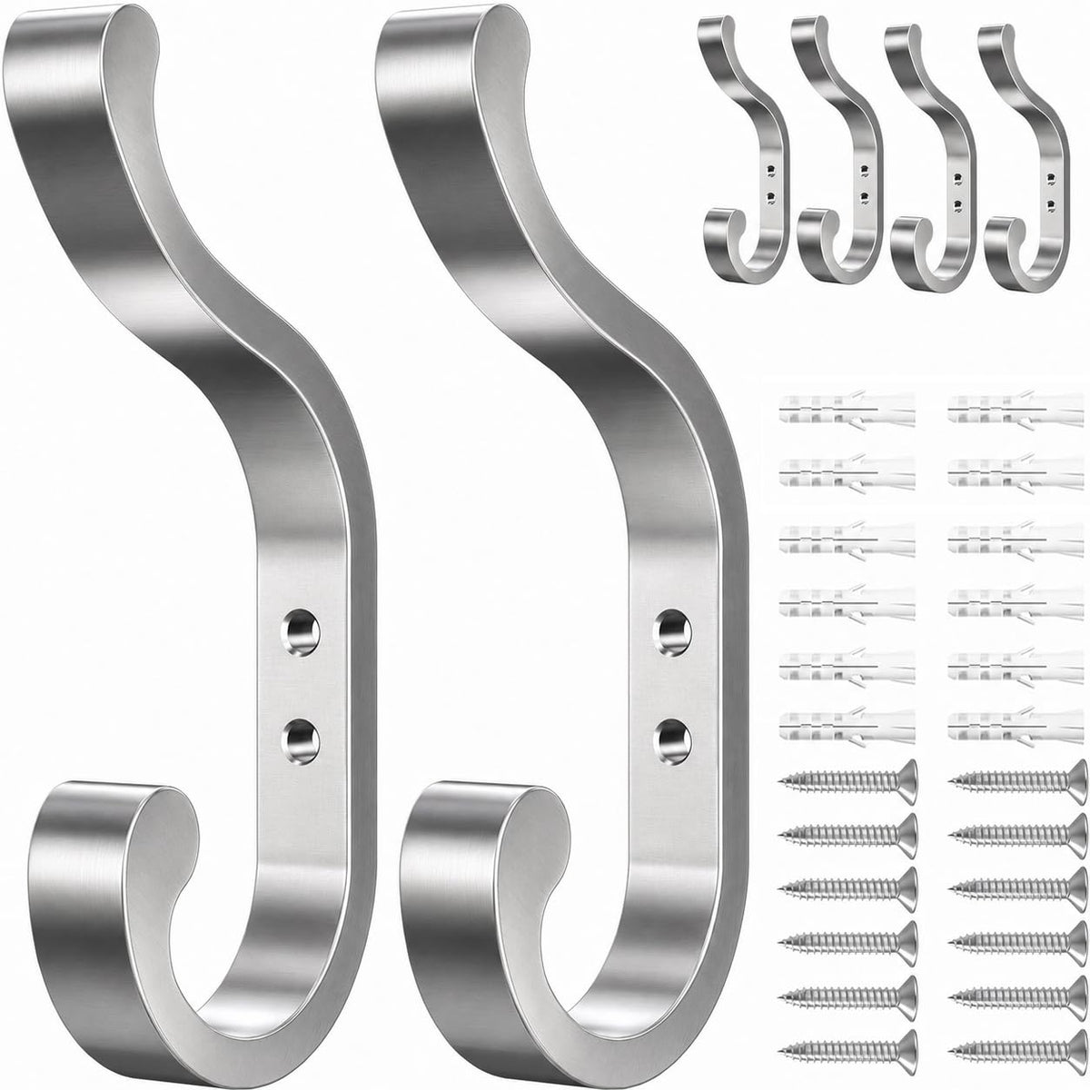 Coat Hooks Wall Mount,Heavy Duty Wall Hooks for Backpack,Towel,Black 4 Pack