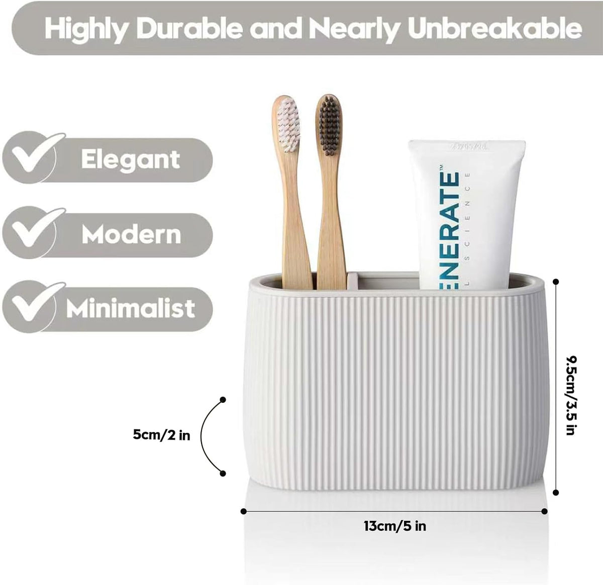 YAUKPH Toothbrush and Toothpaste Holder Beige Striped