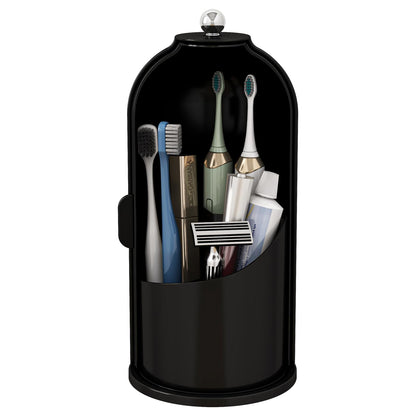 Waterproof Toothbrush Holder with 180° Rotating Cover, Grey White