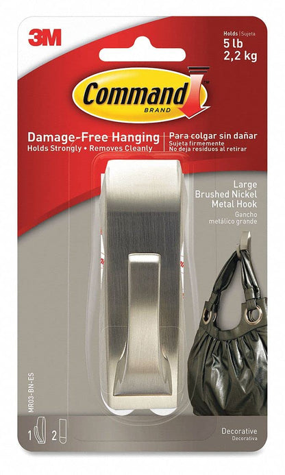 Command Large Modern Reflections Metal Hook, Holds up to 5 lb, Oil Rubbed Bronze, 1 Wall Hook with 2 Strips, Damage-Free Hanging Hooks for Hanging Decorations in Living Spaces