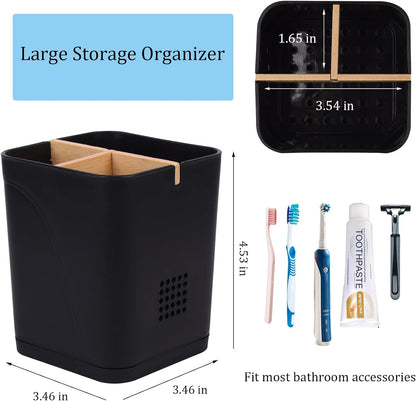 Electric Toothbrush Holder Tooth Brush and Toothpaste Organizer, Black