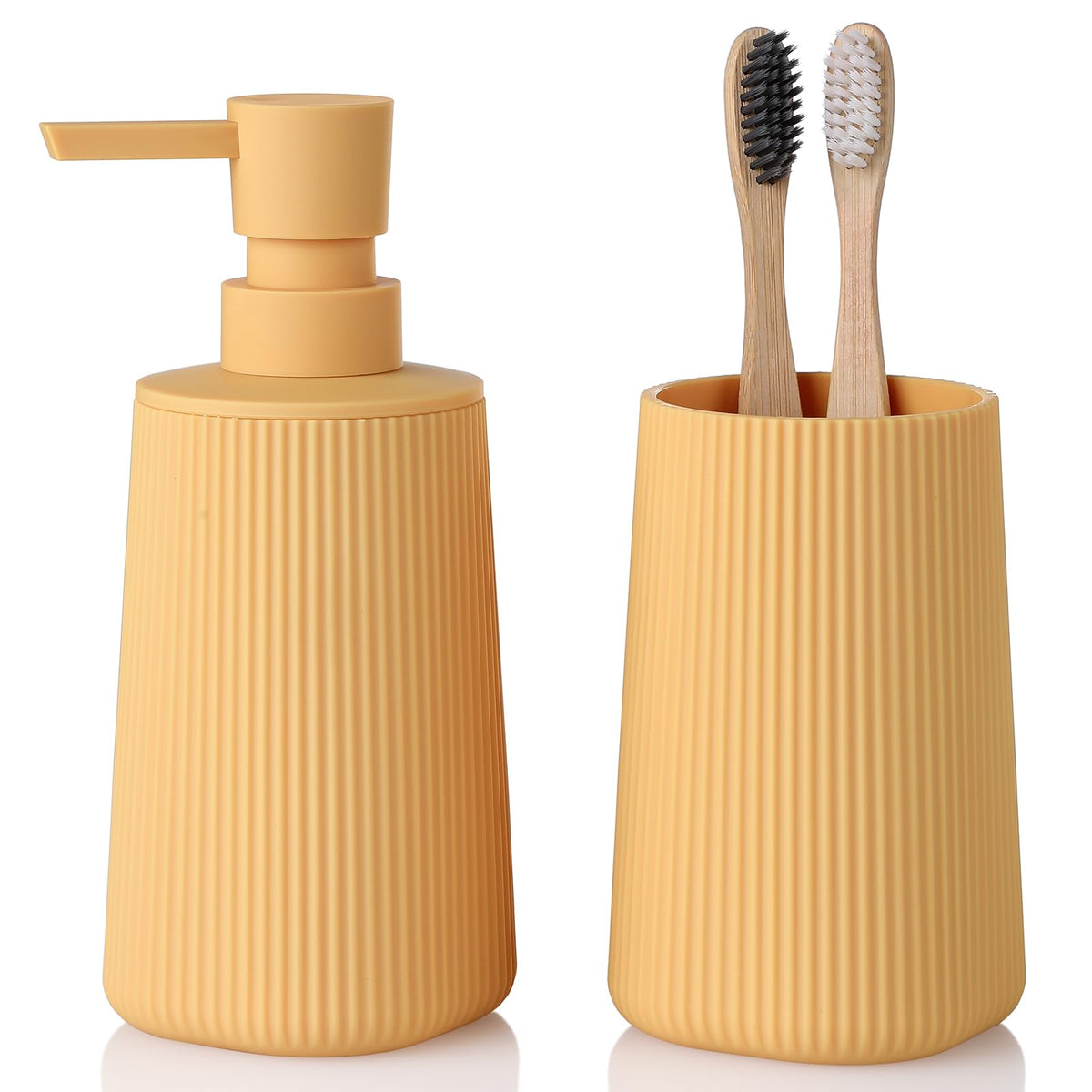 YAUKPH Bathroom Soap Dispenser and Toothbrush Holder Striped Black