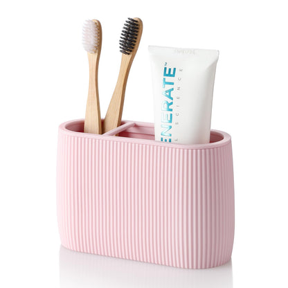 YAUKPH Toothbrush and Toothpaste Holder Beige Striped