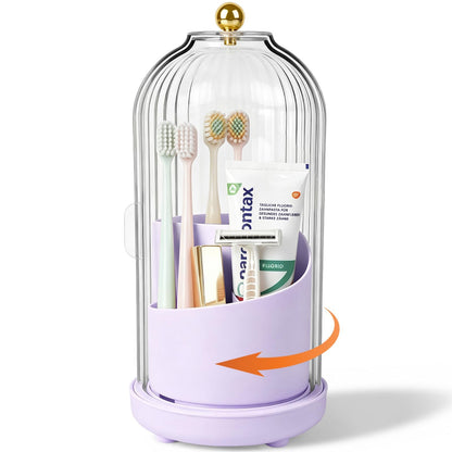 Toothbrush Holders with Cover Toothpaste Organizer for Bathroom, White