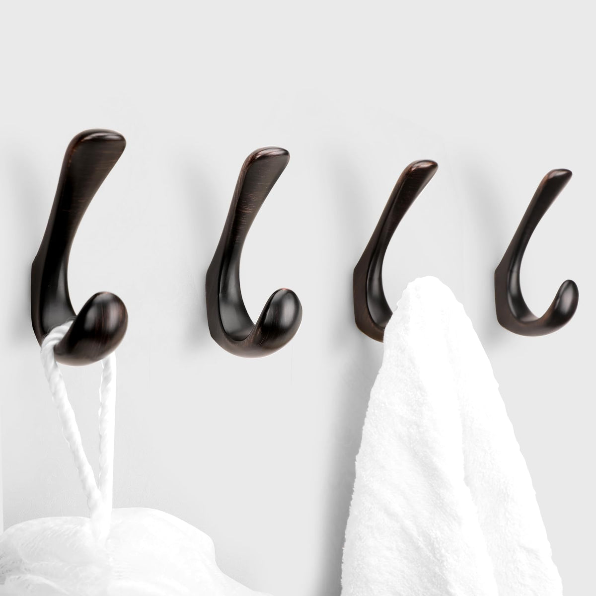 2 Pack Towel Hooks for Bathrooms Wall Mounted, Brushed Nickel Bathroom Hooks for Towels, Robe & Towel Hook for Wall, Modern Bath Towel Hook