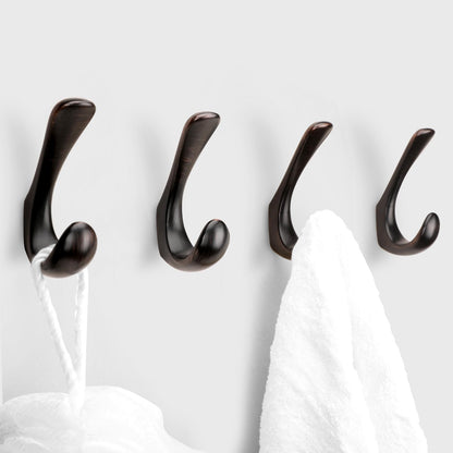 2 Pack Towel Hooks for Bathrooms Wall Mounted, Brushed Nickel Bathroom Hooks for Towels, Robe & Towel Hook for Wall, Modern Bath Towel Hook