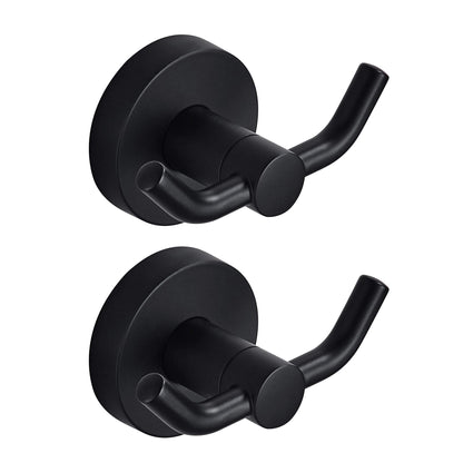 MARMOLUX ACC - Black Bathroom Hooks for Towels | Modern Black Hooks, Double Robe & Towel Hooks Ideal as Bathroom Towel Holder, Shower Wall, Kitchen Hand Towel Holder - Shower Hook