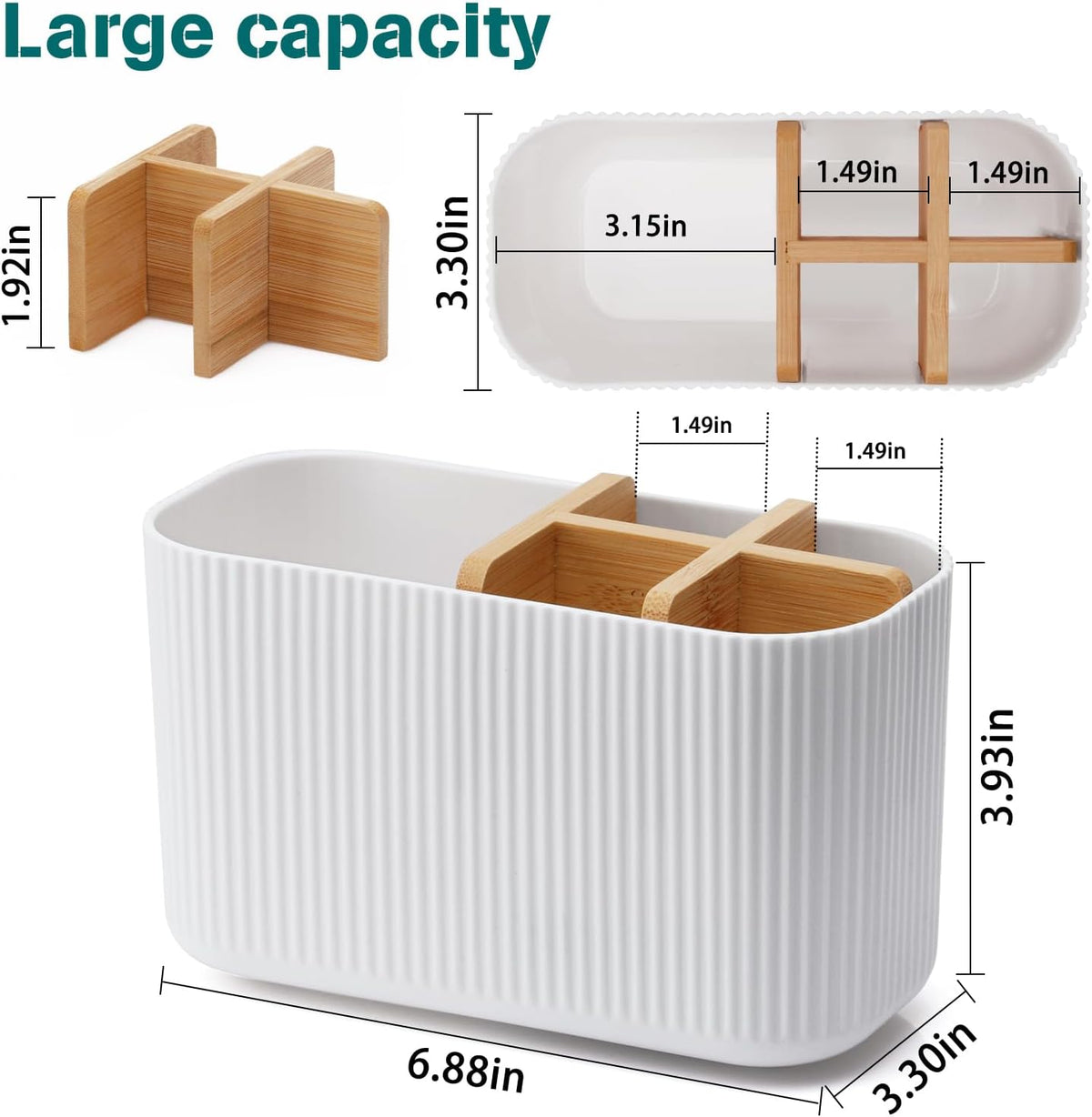 GFWARE White Toothbrush Holder, 5 Slots Bathroom Storage Organizer