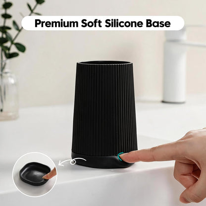 YAUKPH Small Single Toothbrush Holder with Silicone Bottom Black