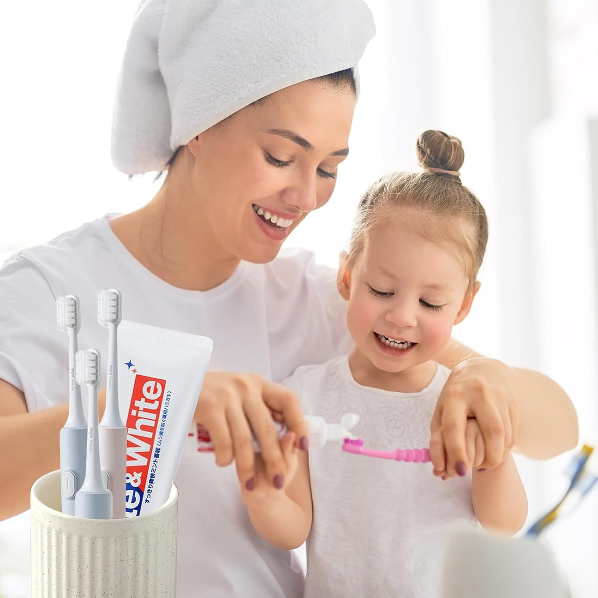 Toothbrush Holders - 2 Cup Ceramic Toothbrush Toothpaste Holders Set, Beige Bathroom Tumbler Cups Reusable Toothbrush Mouthwash Cup, Bathroom Counter Organizer