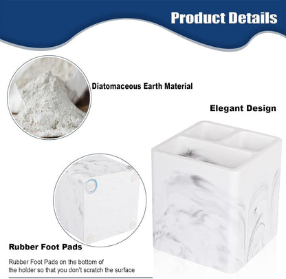 Diatomite Toothbrush Holders Tooth Brush Organizer - Marble White