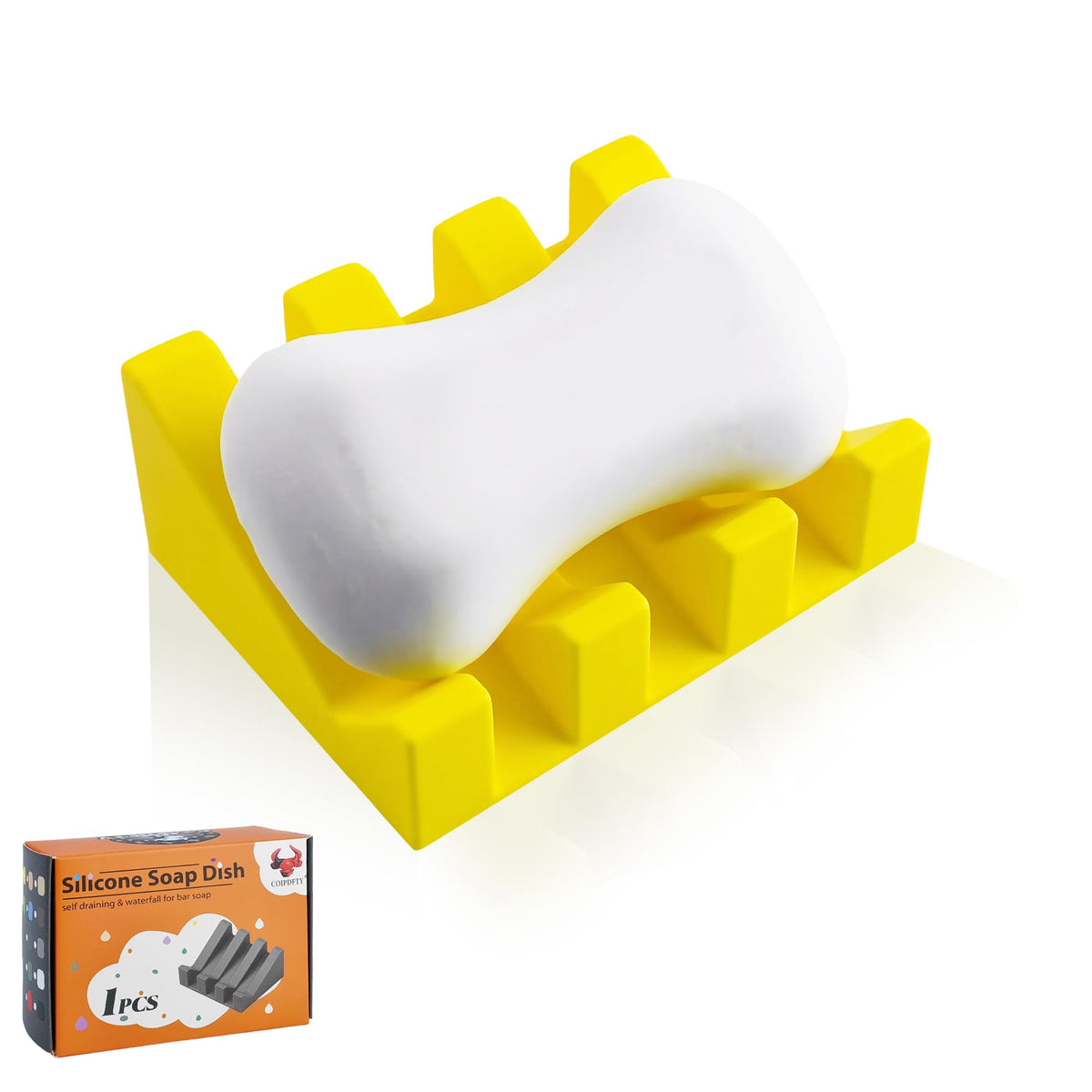 Self Draining Soap Dish Holder,Silicone Soap Dish,for Bathroom,Kitchen, Sponges，Can Extend Soap Life，Keep Soap Bars Dry and Easy Cleaning (Black,1-Pack)