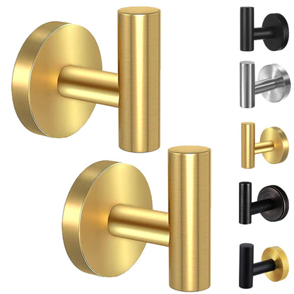 Kruodop Towel Hooks for Bathroom,2 Packs Wall Mount Towel Holder,Black Matte Wall Robe Hook,Stainless Steel Heavy Duty Door Hanger Towel Hook for Kitchen, Bedroom,Hotel,Pool,Coats(Drilling)