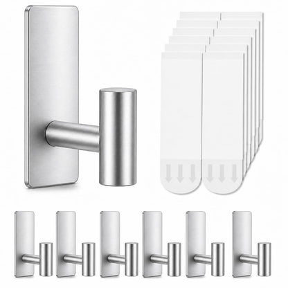 5 Pcs Towel Hooks Heavy Duty for Hanging，Adhesive Wall Hooks with Removable Strips，Sticky No Damage，Outdoor for Bathrooms，Shower，Stockings，Decor，Robe，X-Large，Black 304 Stainless Steel