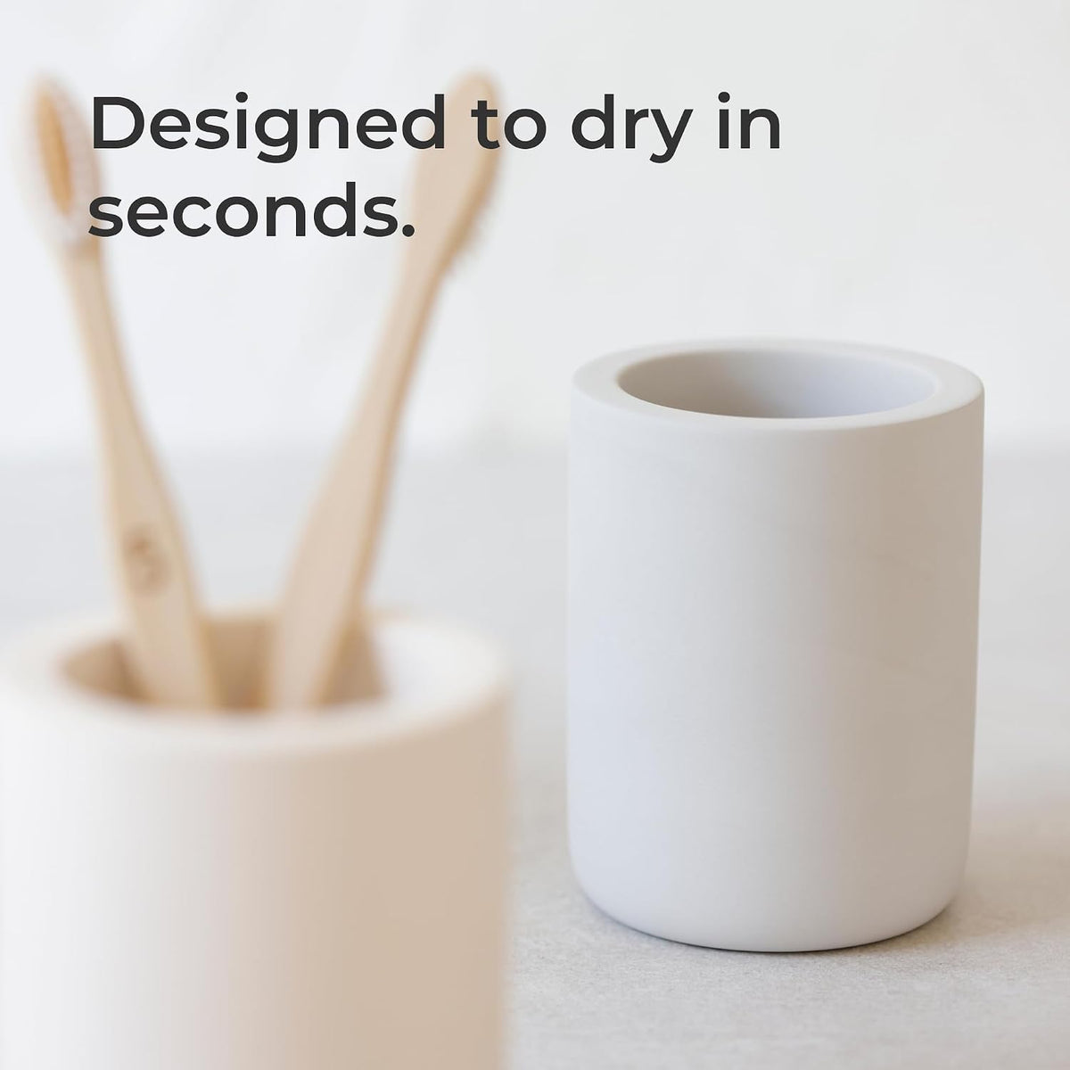 Selegna Drying Stone Toothbrush Holder, Diatomite Toothbrush Holders for Bathroom, Quick Drying Electric Toothbrush & Toothpaste Holder Cup, Diatomaceous Earth Bathroom Sink Organizer (Light Grey)