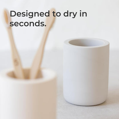 Selegna Drying Stone Toothbrush Holder, Diatomite Toothbrush Holders for Bathroom, Quick Drying Electric Toothbrush & Toothpaste Holder Cup, Diatomaceous Earth Bathroom Sink Organizer (Light Grey)
