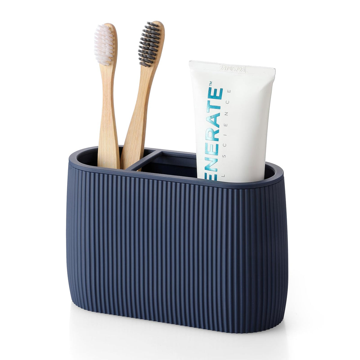 YAUKPH Toothbrush and Toothpaste Holder Beige Striped