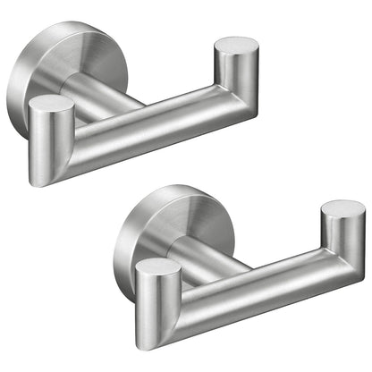 Angle Simple Double Towel Hook for Bathroom, Robe Coat Hook, Matte Black