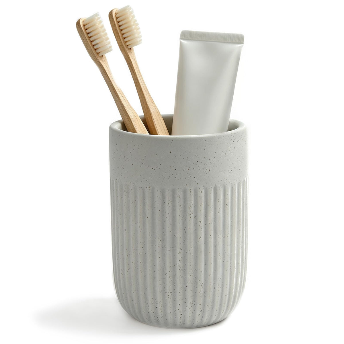 White Toothbrush Holder for Bathroom Ceramic Toothbrush Cup