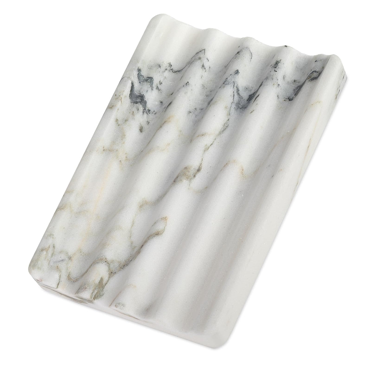 Koville Natural Marble Soap Dish for Shower, Stone Soap Tray for Bathroom, Bar Soap Holder for Sink, Stripe Grooves Saver Stone Dish Tray Keep Bars Dry Easy Clean(Palissandro Classico)