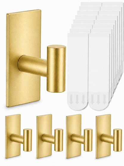5 Pcs Towel Hooks Heavy Duty for Hanging，Adhesive Wall Hooks with Removable Strips，Sticky No Damage，Outdoor for Bathrooms，Shower，Stockings，Decor，Robe，X-Large，Black 304 Stainless Steel
